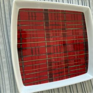 Retro Red Grid Ceramic Dish